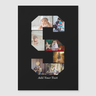 Carte Magnétique Collage de photos en lettres noir et blanc