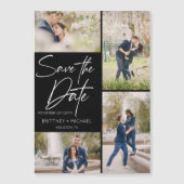 Carte Magnétique Collage Lettré À La Main Enregistrer La Date Noir (Devant)