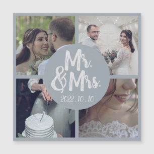 Carte Magnétique Collage minimaliste des Mariages frontaliers blanc