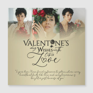 Carte Magnétique Collage photo élégant doré pour la Saint-Valentin
