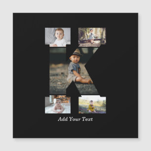 Carte Magnétique Collage photo Lettre K Noir et Blanc