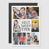 Carte Magnétique Collage photo moderne | Meilleur papa (Devant / Derrière)
