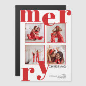Carte Magnétique Collection photo rouge Joyeux Noël moderne (Devant / Derrière)