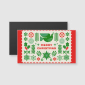Carte Magnétique Colombe de Noël & Branches de Houx (Devant / Derrière)