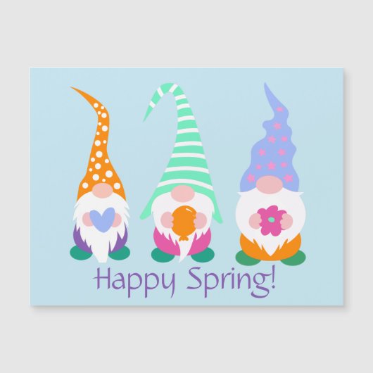Carte Magnétique Colorful Happy Spring Gnomes Salutations (Devant)
