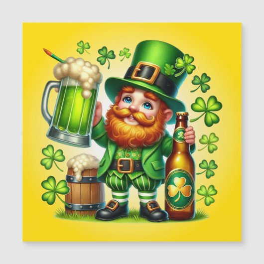 Carte Magnétique Conception de bière de lutin de la Saint-Patrick-6 (Devant)