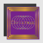 Carte Magnétique Conception de lumières de Noël sur le pourpre avec (Devant / Derrière)