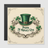 Carte Magnétique Conception de trèfle de la Saint-Patrick joyeuse (Devant / Derrière)