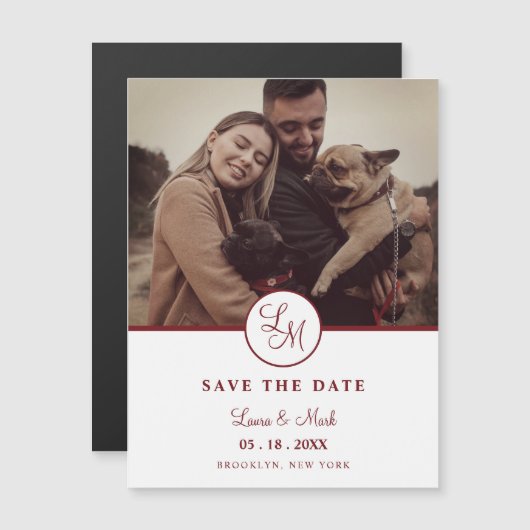 Carte Magnétique Conception simple Touches rustiques Mariage photo (Devant / Derrière)