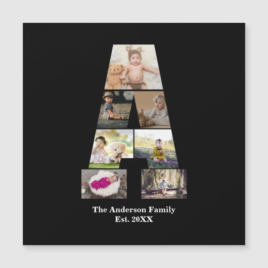 Carte Magnétique Concevez Votre Propre Lettre A Photo Collage (Devant)