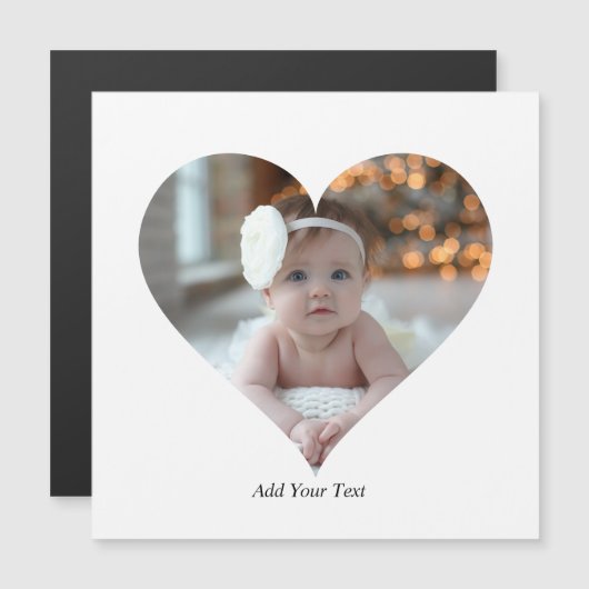 Carte Magnétique Concevez votre propre photo en forme de coeur uniq (Devant / Derrière)