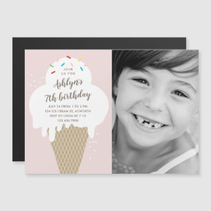 Carte Magnétique Cone Anniversaire de enfant de crème glacée modern
