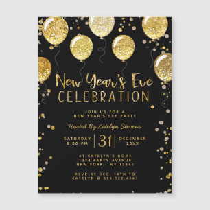 Carte Magnétique Confetti de la fête de la Saint-Sylvestre Noir & O