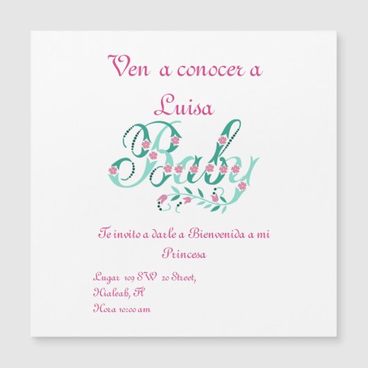 Carte Magnétique Conoce mi Bebe (Devant)