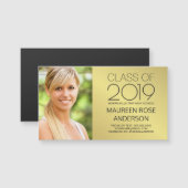 Carte Magnétique Contact de photo de diplômé de feuille d'or de (Devant / Derrière)