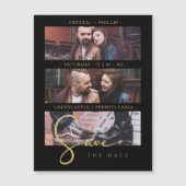 Carte Magnétique Cool Black Golden Romantic Wedding 3 Multi Photos (Devant)