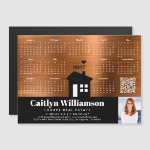 Carte Magnétique Copper 2026 Calendrier Realtor Photo QR Code Magne