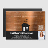 Carte Magnétique Copper 2026 Calendrier Realtor Photo QR Code Magne (Devant / Derrière)