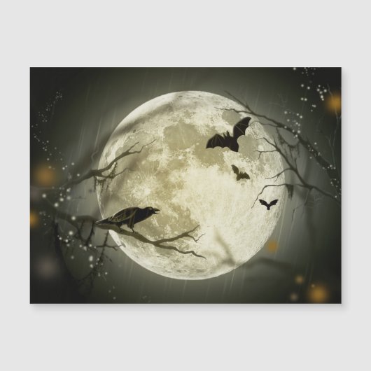 Carte Magnétique Corneilles Éffrayantes de la Lune d'Halloween (Devant)