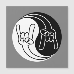 Carte Magnétique Cornes de Diable Yin Yang Métal Lourds