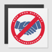 Carte Magnétique Coronavirus No Handshake #FLATTENTHECURVE Rouge (Devant / Derrière)