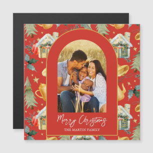 Carte Magnétique Cosy Holiday Red Illustré Imprimer l'aimant photo