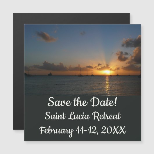 Carte Magnétique Coucher de soleil avec voiliers Enregistrer la dat (Devant / Derrière)