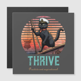Carte Magnétique Coucher de soleil de chat noir : un voyage vers la