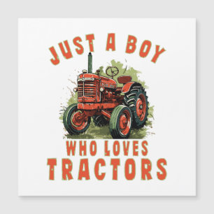 Carte Magnétique Country Life Boy qui aime les tracteurs