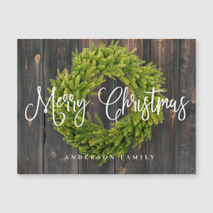 Carte Magnétique Country Rustic Wood Merry Christmas Greeting