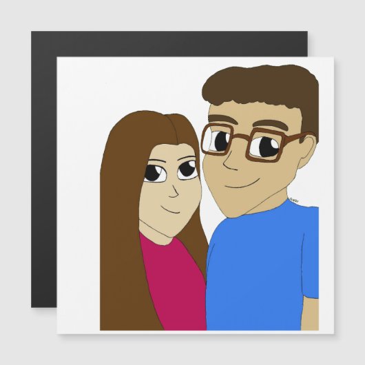 Carte Magnétique couple Chibi (Devant / Derrière)