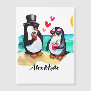 Carte Magnétique Couple de pingouin drôle, Animaux en amour
