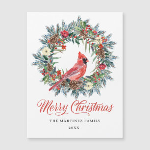 Carte Magnétique Courbe de Noël Cardinal Rouge Vacances Magnétiques