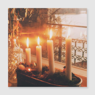 Carte Magnétique Couronne de l'Avent traditionnelle avec bougies 