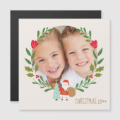 Carte Magnétique Couronne de Noël en houx Photo (Devant / Derrière)