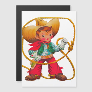Carte Magnétique Cowboy Retro Boy Child Cute Western