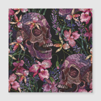 Crâne brodé : Motif gothique de l'orchidée
