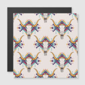 Carte Magnétique Crâne taureau de la tribu : Boho Seamless (Devant / Derrière)