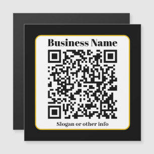 Carte Magnétique Create Your Own QR Code   Black White Gold Border