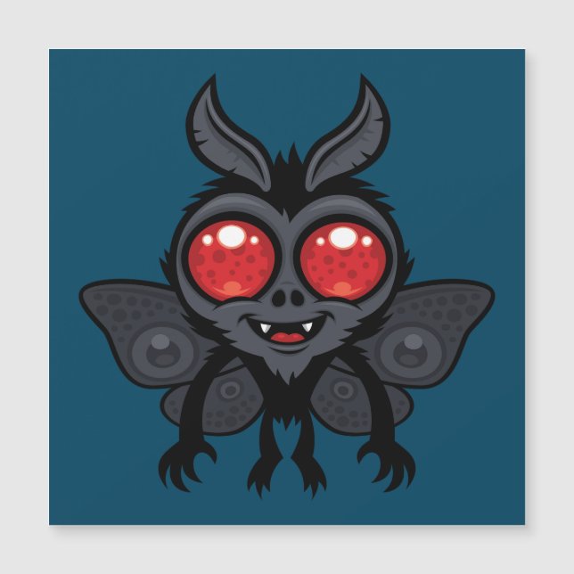Carte Magnétique Créature Mothman Monstre Cryptide Mignonne et Flip (Devant)