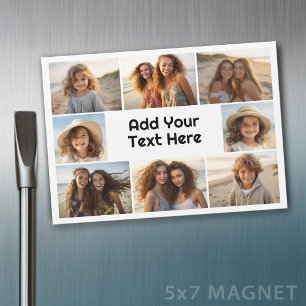 Carte Magnétique Créer un collage personnalisé de 8 photos avec tex