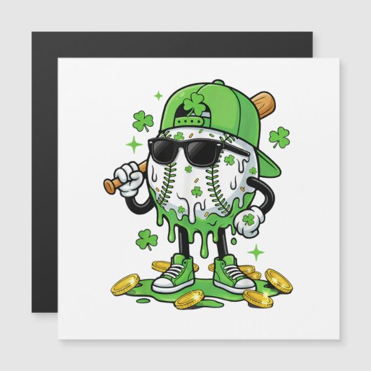 Carte Magnétique Crème glacée Baseball Drip Saint-Patrick (Devant / Derrière)