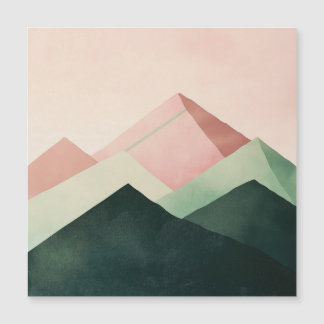 Carte Magnétique Crête Pastel – Paysage de Montagne Géométrique #1