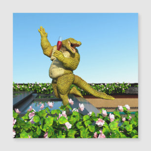 Carte Magnétique Crocodile drôle Champagne Fête Piscine Art