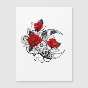 Carte Magnétique Croissant mécanique avec roses rouges