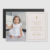 Carte Magnétique Croix d'or classique Baptême photo (Devant / Derrière)