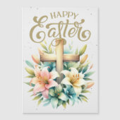 Carte Magnétique Croix en bois avec Lys Custom Christian Pâques (Devant)