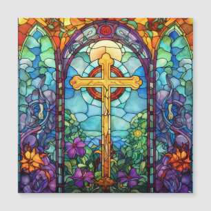Carte Magnétique Croix en Verre Coloré