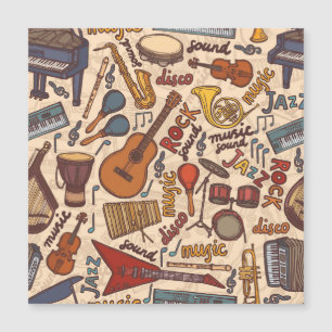 Carte Magnétique Croquis Musical : Colorful Vintage sans couture.
