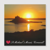 Carte Magnétique Custom Heart St Michaels Mount Cornwall Sunset (Devant)